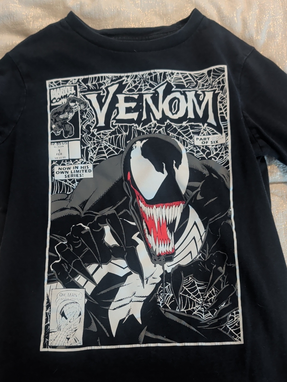 Marvel Venom Black Graphic Tee with Red & White Accent